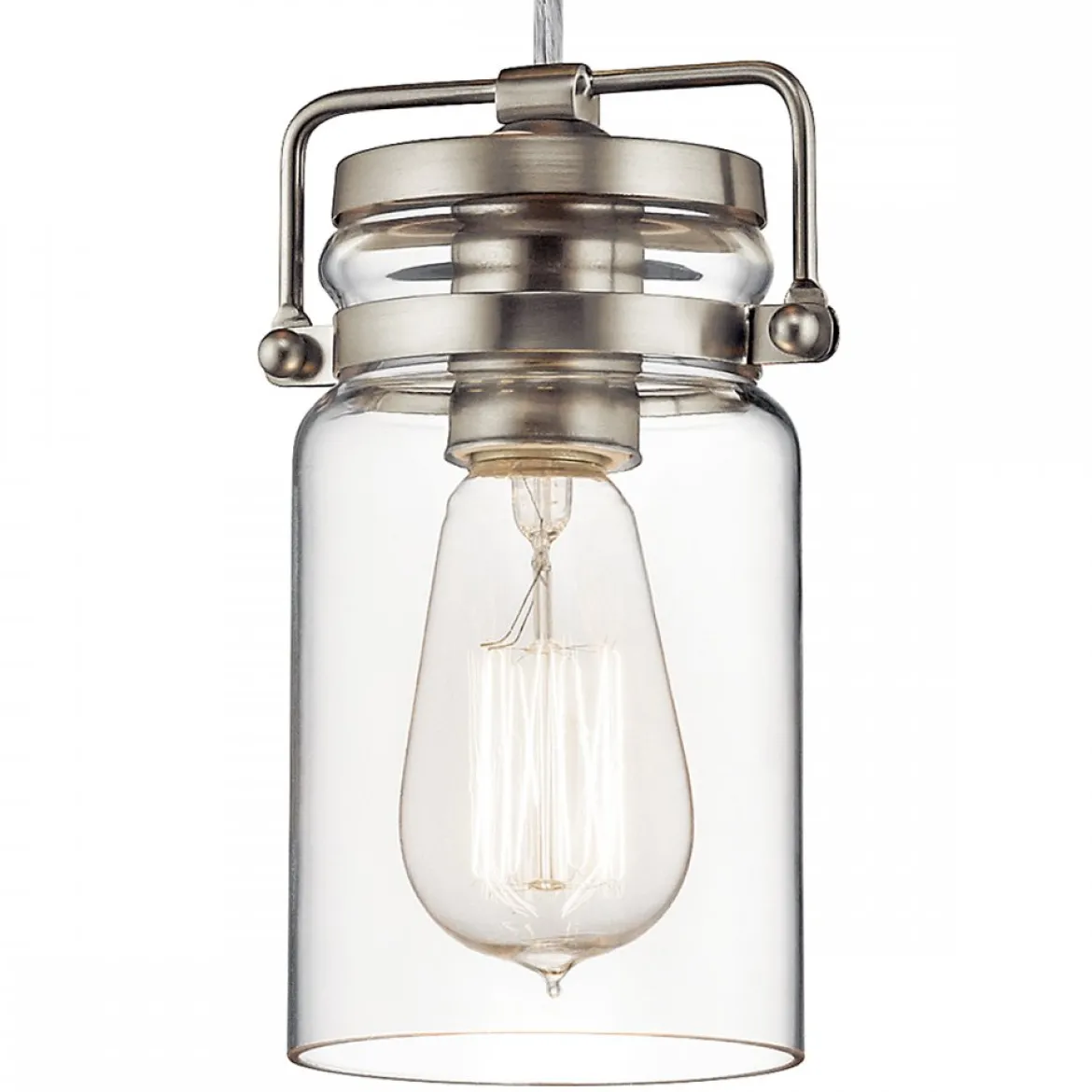 Elstead Lighting Brinley 1-Light Pendelleuchte Mini 1-flammig E27 Nickel gebürstet