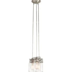 Elstead Lighting Brinley 3-Light Pendelleuchte 3-flammig E27 Nickel gebürstet