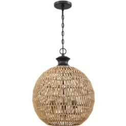 Elstead Lighting Casablanca  Pendelleuchte 3-flammig Bronze Natur