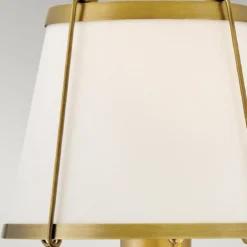 Elstead Lighting Clarke Wandleuchte mit Zugschalter Messing Leinenschirm creme