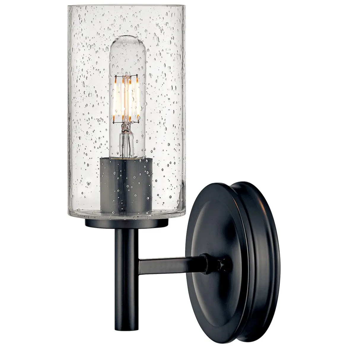 Elstead Lighting Collier 1-Light Wandleuchte Schwarzoxid Saatglas E27