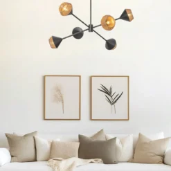 Elstead Lighting Daphne Kronleuchter 6-flammig Mattschwarz Natur