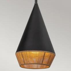 Elstead Lighting Daphne Pendelleuchte klein 1-flammig Mattschwarz Natur