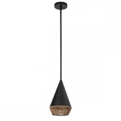 Elstead Lighting Daphne Pendelleuchte klein 1-flammig Mattschwarz Natur