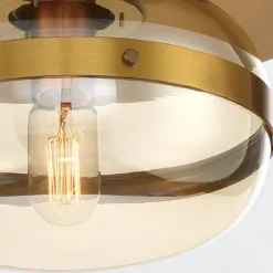 Elstead Lighting Deckenleuchte Nottingham 25cm Antikmessing Bernstein
