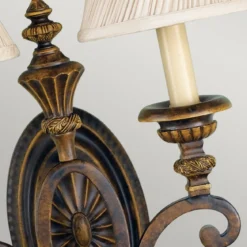 Elstead Lighting Drawing Room Wandleuchte 2-Light Wallnuss Braun Stoffschirm E27