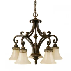 Elstead Lighting Drawing Room Kronleuchter 5-Light Wallnuss Braun E27