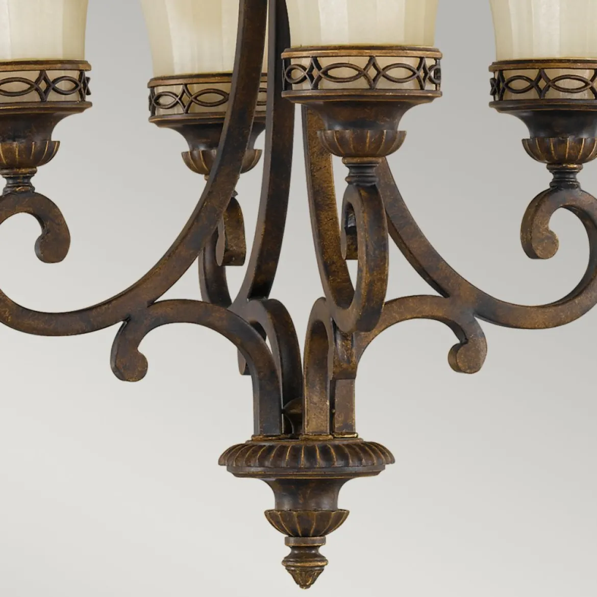 Elstead Lighting Drawing Room Kronleuchter 4-Light Wallnuss Braun E27