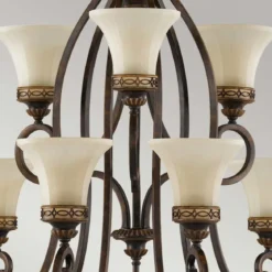 Elstead Lighting Drawing Room Kronleuchter 9-Light Wallnuss Braun E27