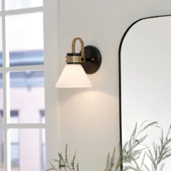 Elstead Lighting Farum Wandleuchte 1-flammig Schwarz mit Champagnerbronze