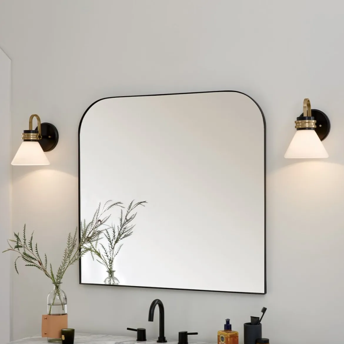 Elstead Lighting Farum Wandleuchte 1-flammig Schwarz mit Champagnerbronze