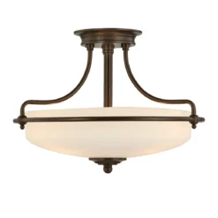 Elstead Lighting Griffin 3-Light Semi-Flush Light Deckenleuchte Bronze Opal