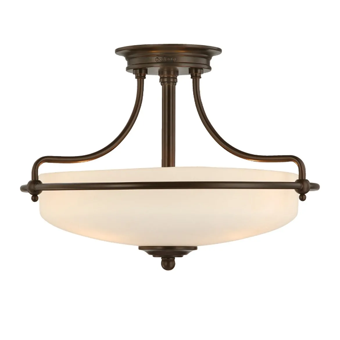 Elstead Lighting Griffin 3-Light Semi-Flush Light Deckenleuchte Bronze Opal