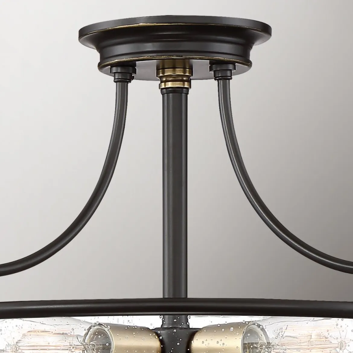 Elstead Lighting Griffin 3-Light Semi-Flush Light Deckenleuchte Bronze Glas