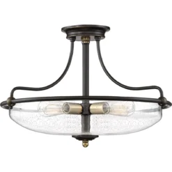 Elstead Lighting Griffin 3-Light Semi-Flush Light Deckenleuchte Bronze Glas