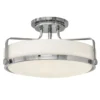 Elstead Lighting Harper Deckenleuchte Semi-Flush Medium 3-Light Chrom poliert Opalglas E27