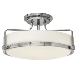 Elstead Lighting Harper Deckenleuchte Semi-Flush Medium 3-Light Chrom poliert Opalglas E27