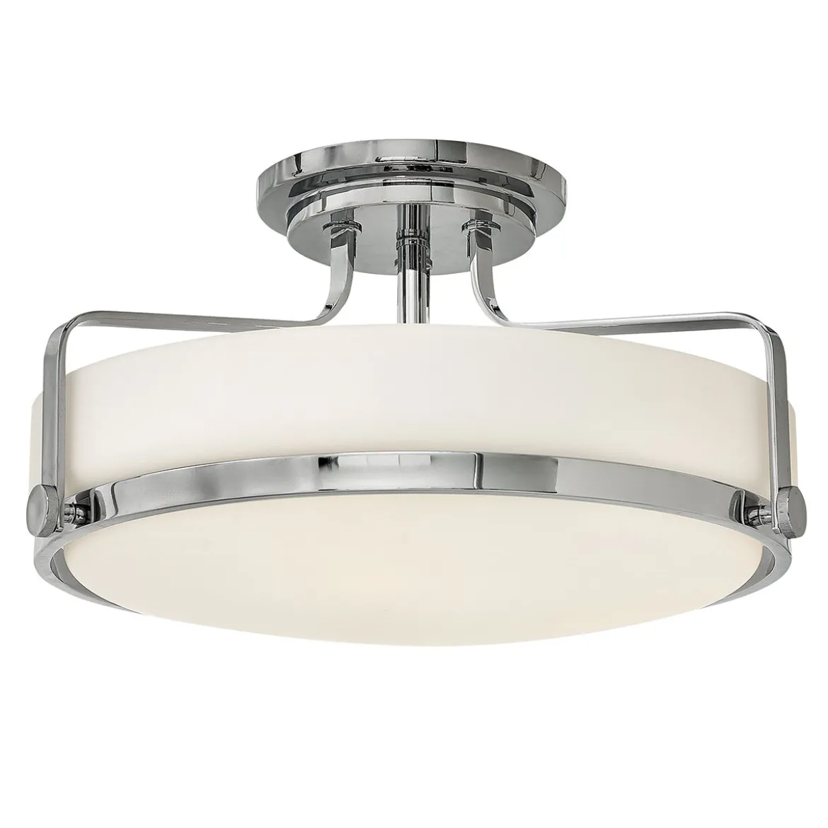Elstead Lighting Harper Deckenleuchte Semi-Flush Medium 3-Light Chrom poliert Opalglas E27