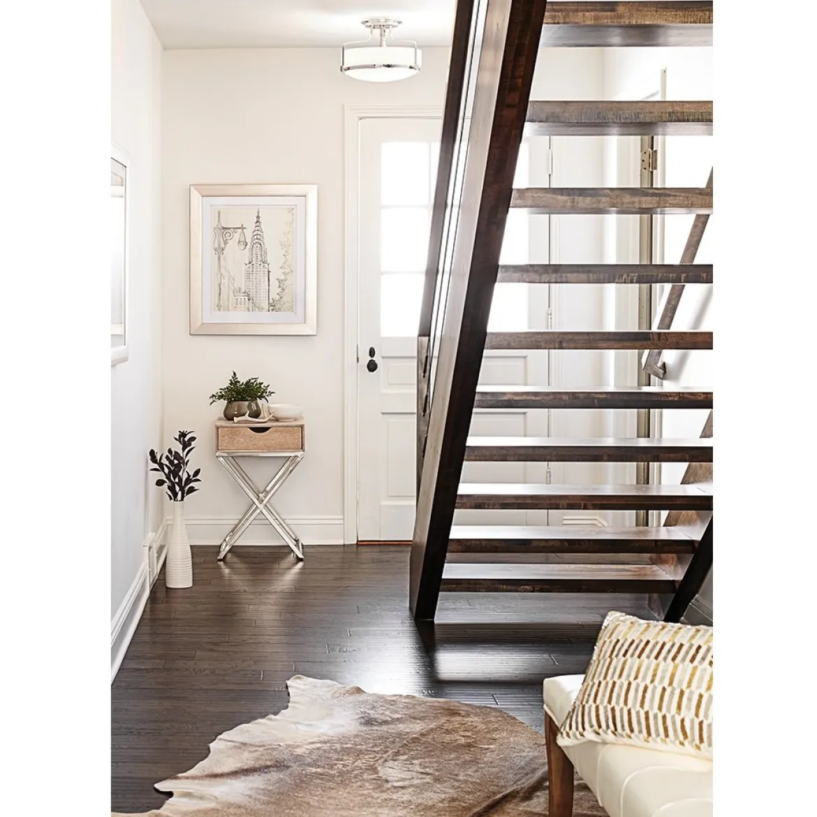 Elstead Lighting Harper Deckenleuchte Semi-Flush Medium 3-Light Chrom poliert Opalglas E27
