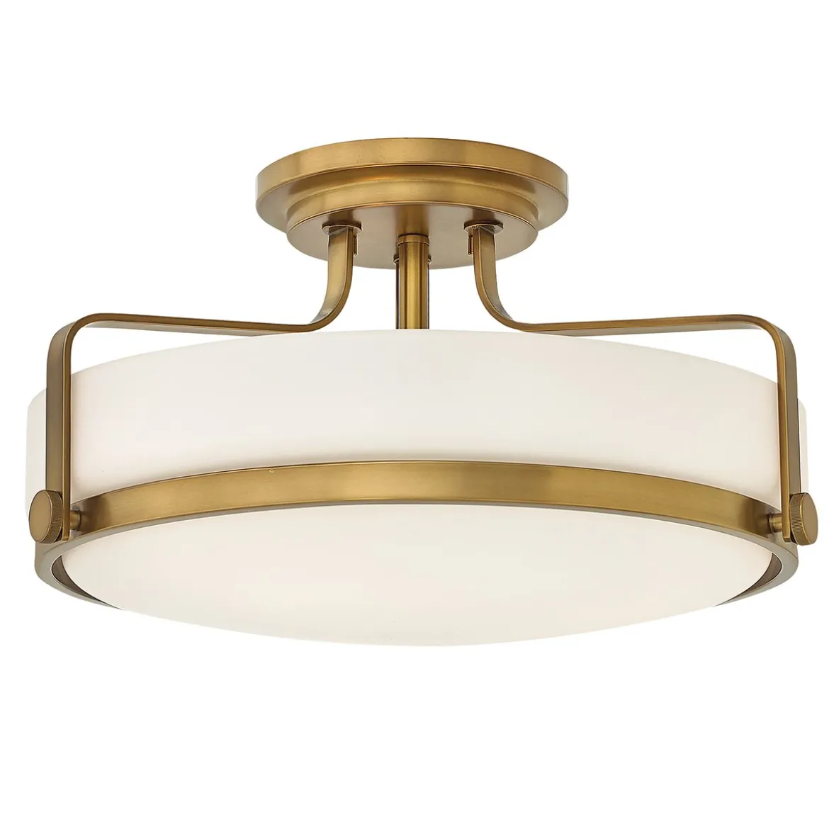 Elstead Lighting Harper Deckenleuchte Semi-Flush Medium 3-Light Messing Opalglas E27