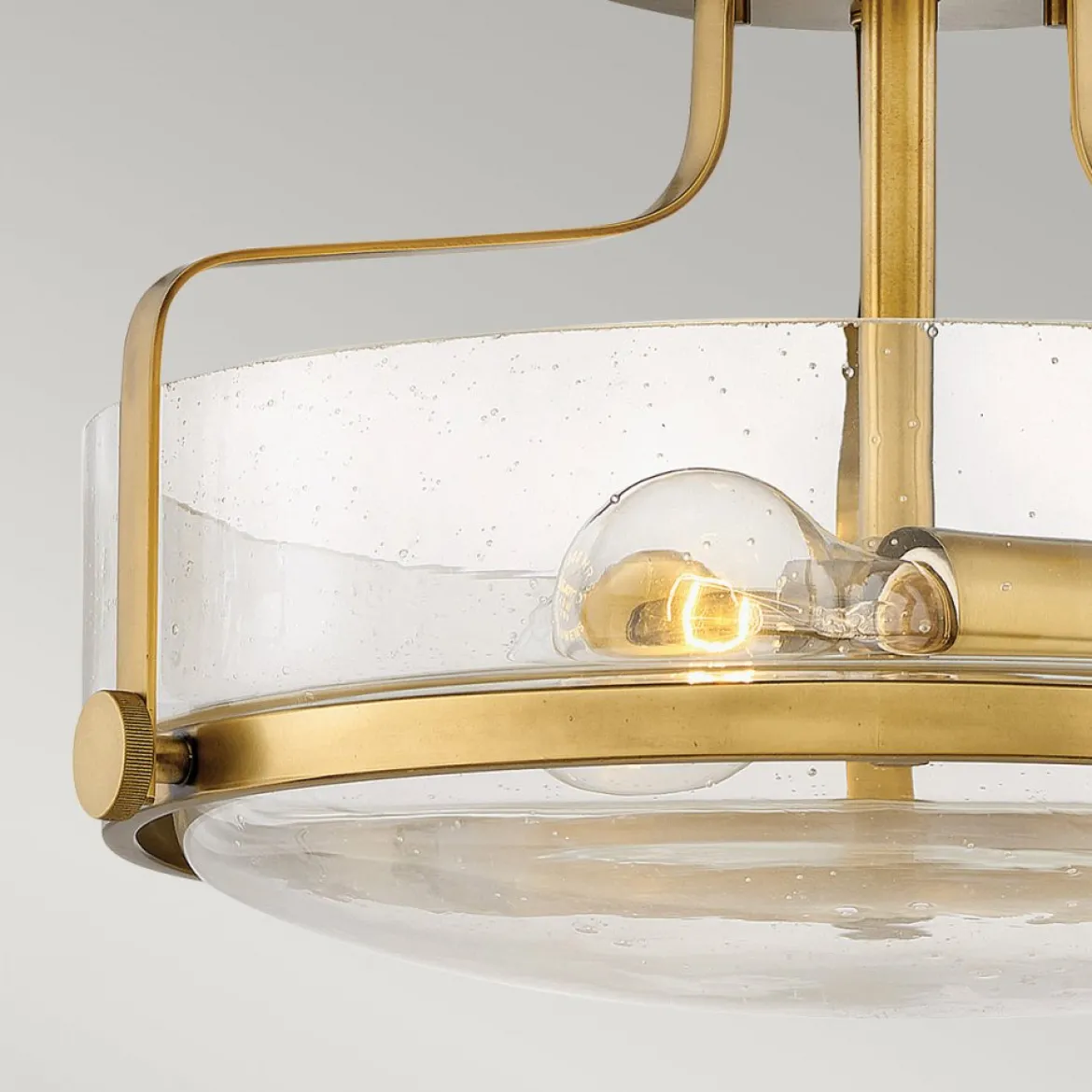 Elstead Lighting Harper Deckenleuchte Semi-Flush Small Messing Klarglas E27