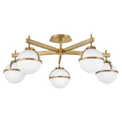 Elstead Lighting Hollis Deckenleuchte Semi-Flush 5-Light Messing Opalglas E14 IP44