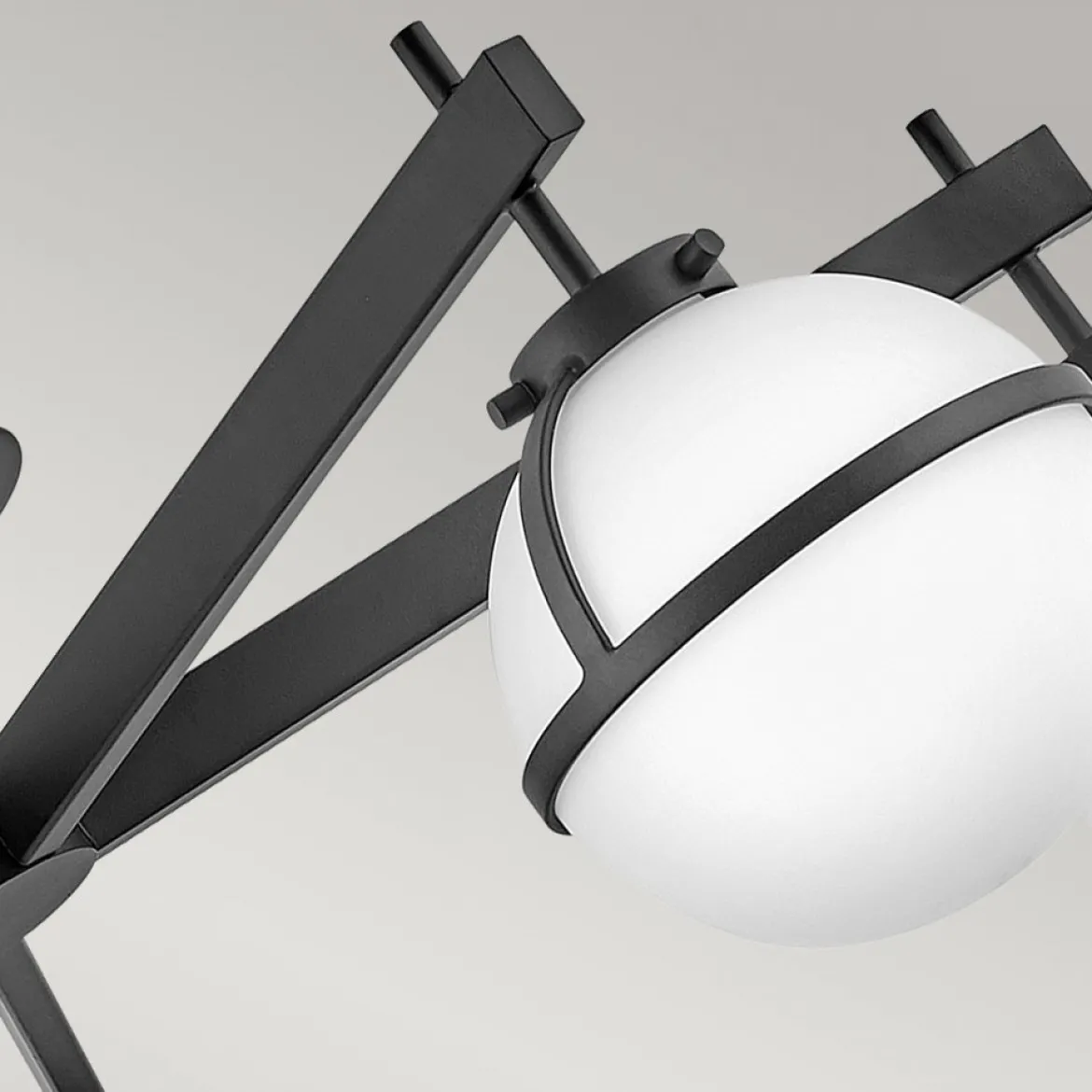 Elstead Lighting Hollis Deckenleuchte Semi-Flush 5-Light Schwarz Opalglas E14 IP44
