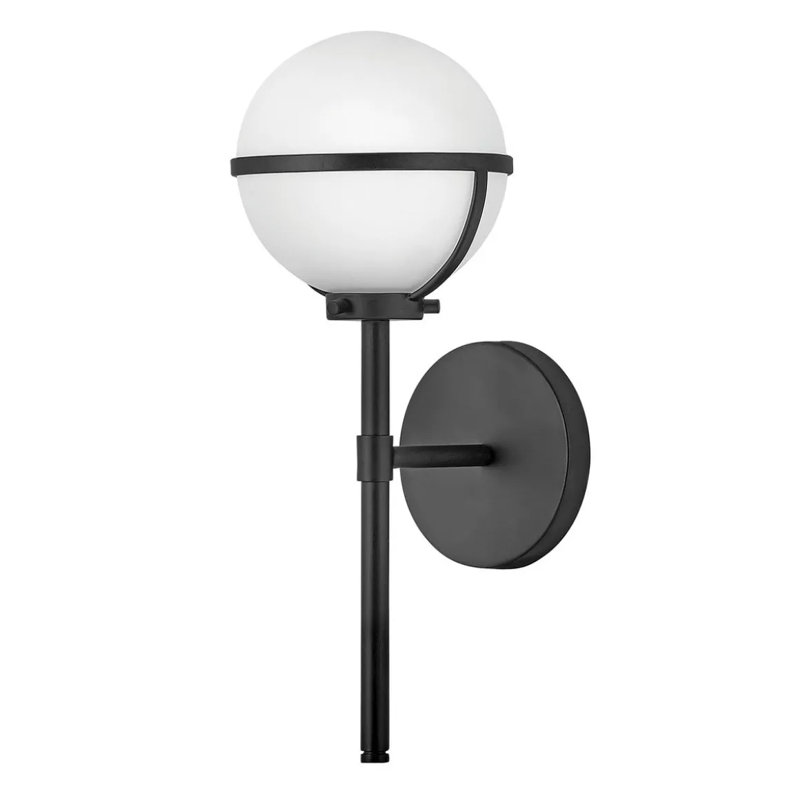Elstead Lighting Hollis Wandleuchte 1-Light Schwarz Opalglas E14 IP44