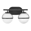 Elstead Lighting Hollis Wandleuchte 2-Light Schwarz Opalglas E14 IP44