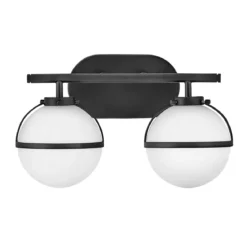 Elstead Lighting Hollis Wandleuchte 2-Light Schwarz Opalglas E14 IP44