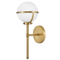 Elstead Lighting Hollis Wandleuchte 1-Light Messing Opalglas E14 IP44