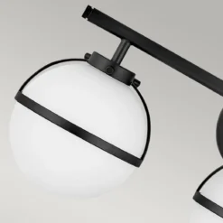 Elstead Lighting Hollis Wandleuchte 3-Light Schwarz Opalglas E14 IP44