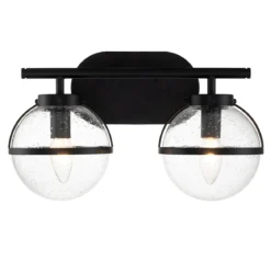 Elstead Lighting Hollis Wandleuchte 2-Light Schwarz Klarglas E14 IP44