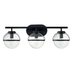 Elstead Lighting Hollis Wandleuchte 3-Light Schwarz Klarglas E14 IP44