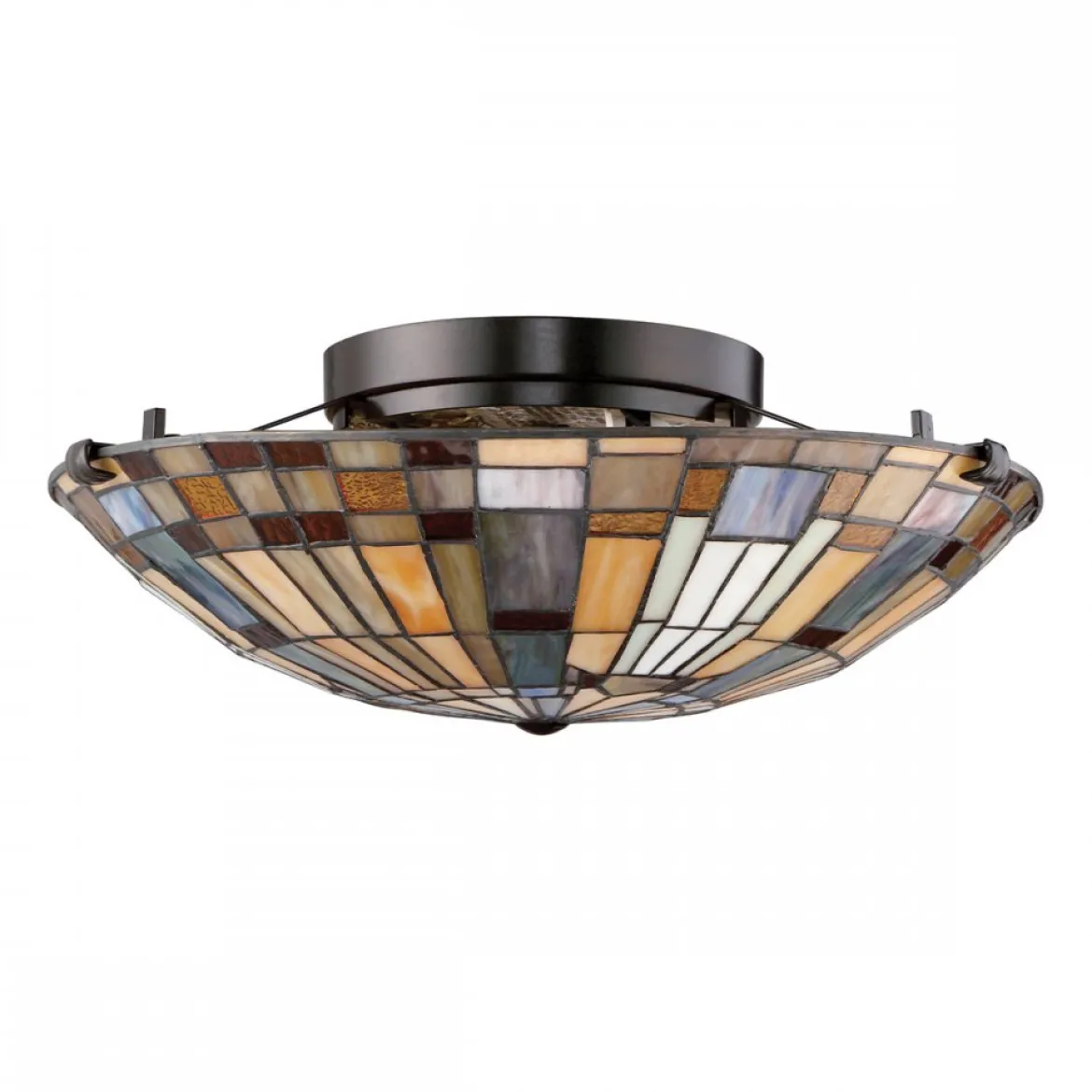 Elstead Lighting Inglenook Deckenleuchte 2-flammig Bronze Kunstglasschirm