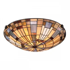 Elstead Lighting Inglenook Deckenleuchte 2-flammig Bronze Kunstglasschirm
