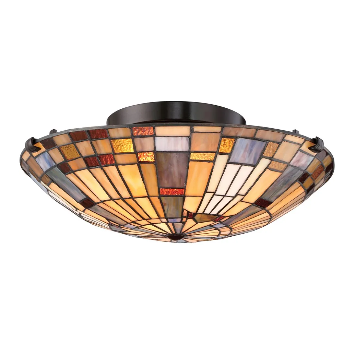 Elstead Lighting Inglenook Deckenleuchte 2-flammig Bronze Kunstglasschirm