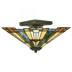 Elstead Lighting Inglenook Deckenleuchte Semi-Flush 2-Light Tiffany-Stil Bronze E27