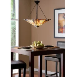 Elstead Lighting Inglenook Pendelleuchte 3-Light Up Tiffany-Stil Bronze E27