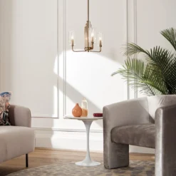 Elstead Lighting Kimrose Kronleuchter 3-Light Messing gebürstet Klarglas E14
