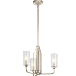 Elstead Lighting Kimrose Kronleuchter 3-Light Nickel poliert Klarglas E14