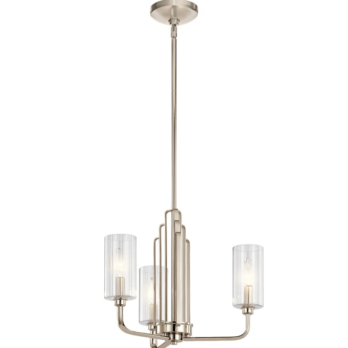 Elstead Lighting Kimrose Kronleuchter 3-Light Nickel poliert Klarglas E14