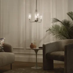 Elstead Lighting Kimrose Kronleuchter 3-Light Nickel poliert Klarglas E14