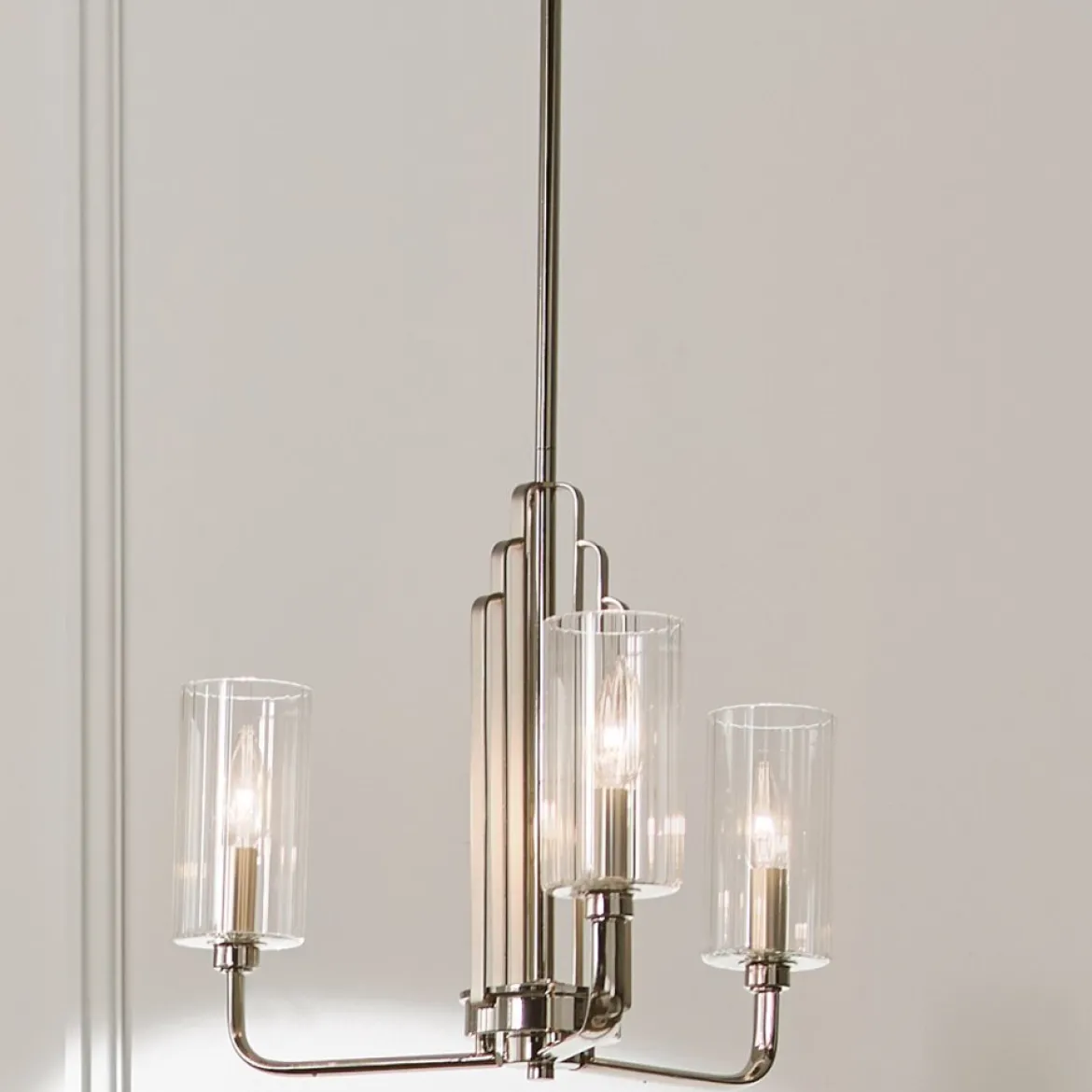 Elstead Lighting Kimrose Kronleuchter 3-Light Nickel poliert Klarglas E14