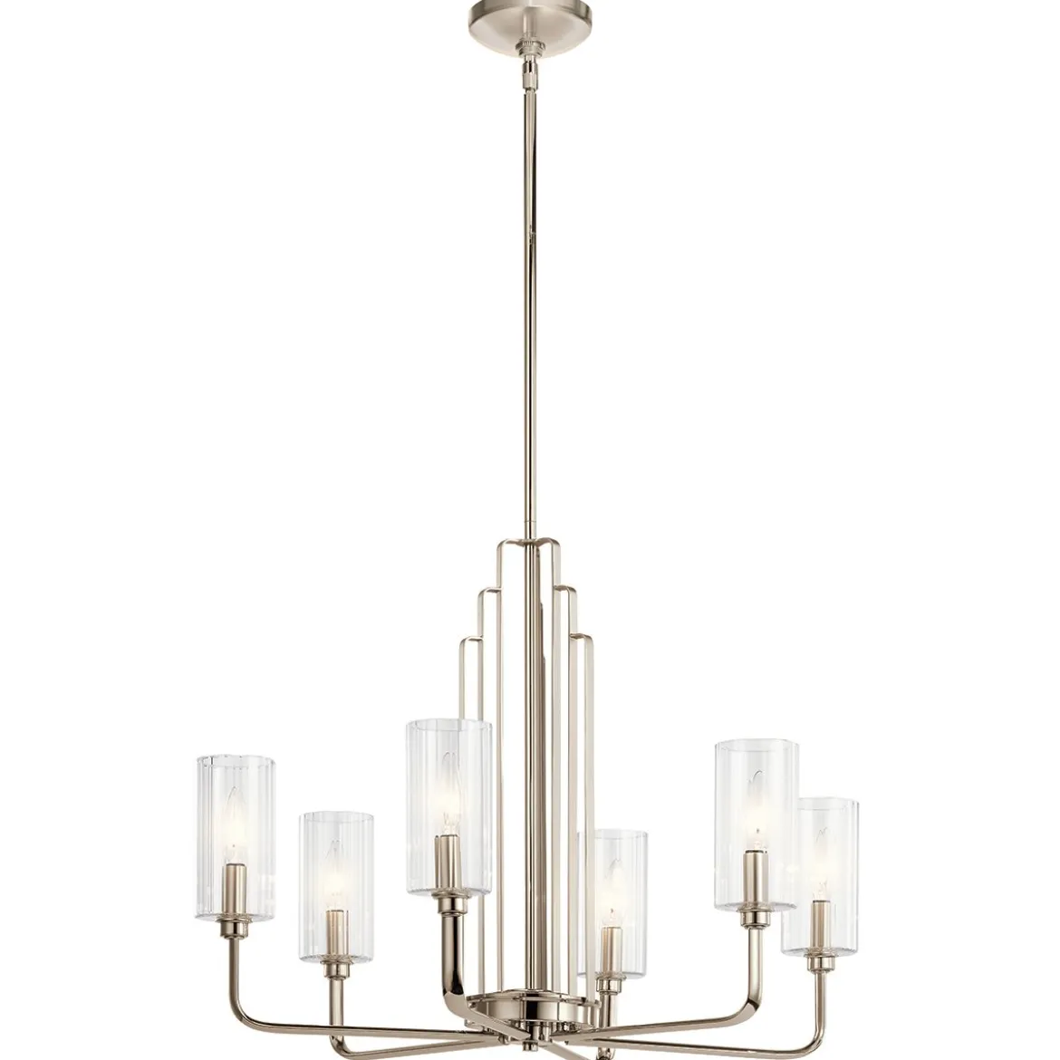 Elstead Lighting Kimrose Kronleuchter 6-Light Nickel poliert Klarglas E14