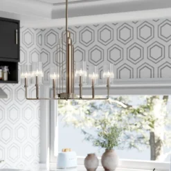 Elstead Lighting Kimrose Kronleuchter 6-Light Nickel poliert Klarglas E14