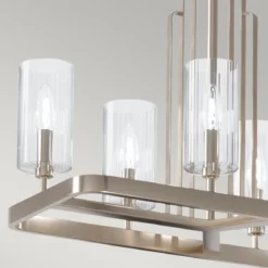 Elstead Lighting Kimrose Kronleuchter linear 10-Light Nickel poliert Klarglas E14