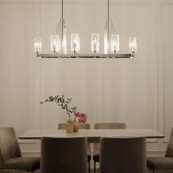 Elstead Lighting Kimrose Kronleuchter linear 10-Light Nickel poliert Klarglas E14