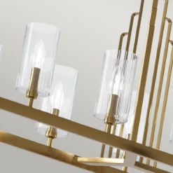 Elstead Lighting Kimrose Kronleuchter linear 10-Light Messing gebürstet Klarglas E14