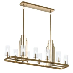 Elstead Lighting Kimrose Kronleuchter linear 10-Light Messing gebürstet Klarglas E14
